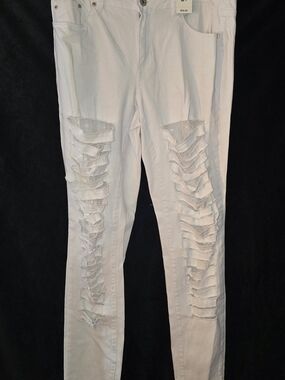 Womens Distressed White Skinny Jeans